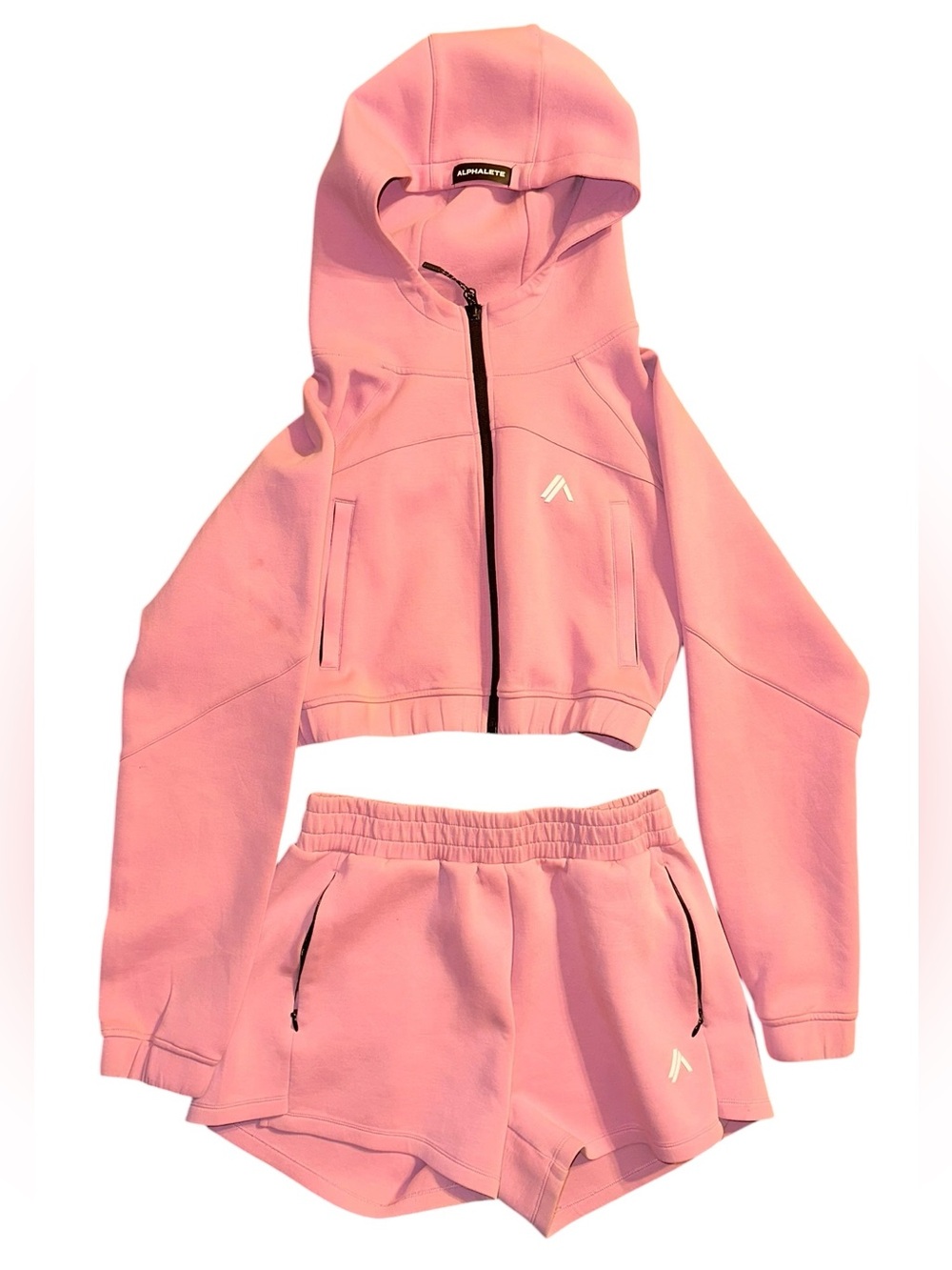Alphalete 2 piece Cropped Zip Hoodie & Shorts Set - Picture 3 of 9